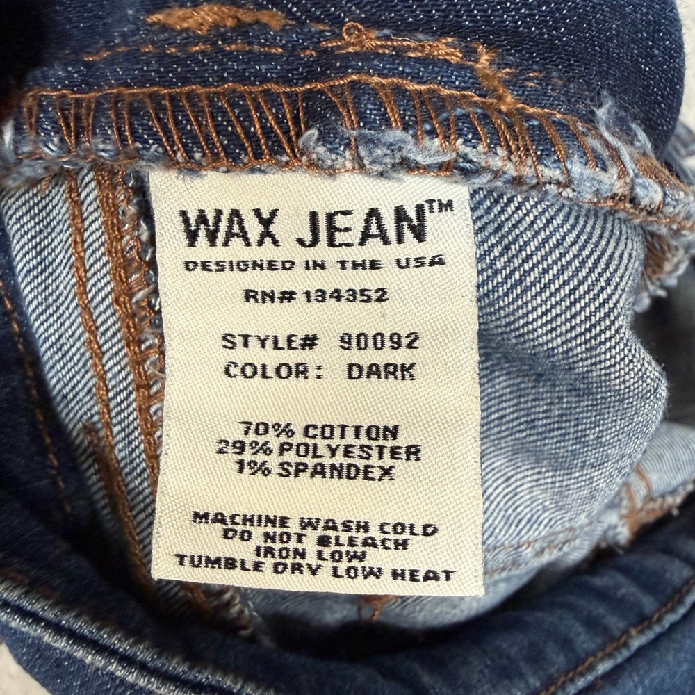 Wax Jean Distressed Denim Overalls Small Dark Blue Ripped Slim Stretch 90092 - Picture 3 of 10